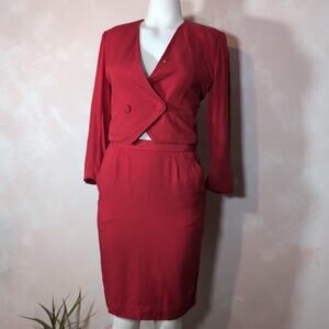 vintage 90s cropped skirt suit, evan-picone, petite small
